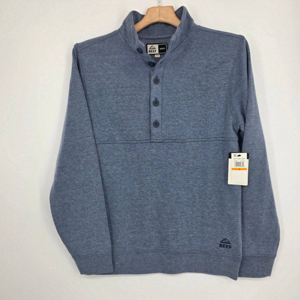 Reef Oteil LS Henley Jacket Insignia Blue Mock Neck Pullover 3FMKJ0861 Mens S